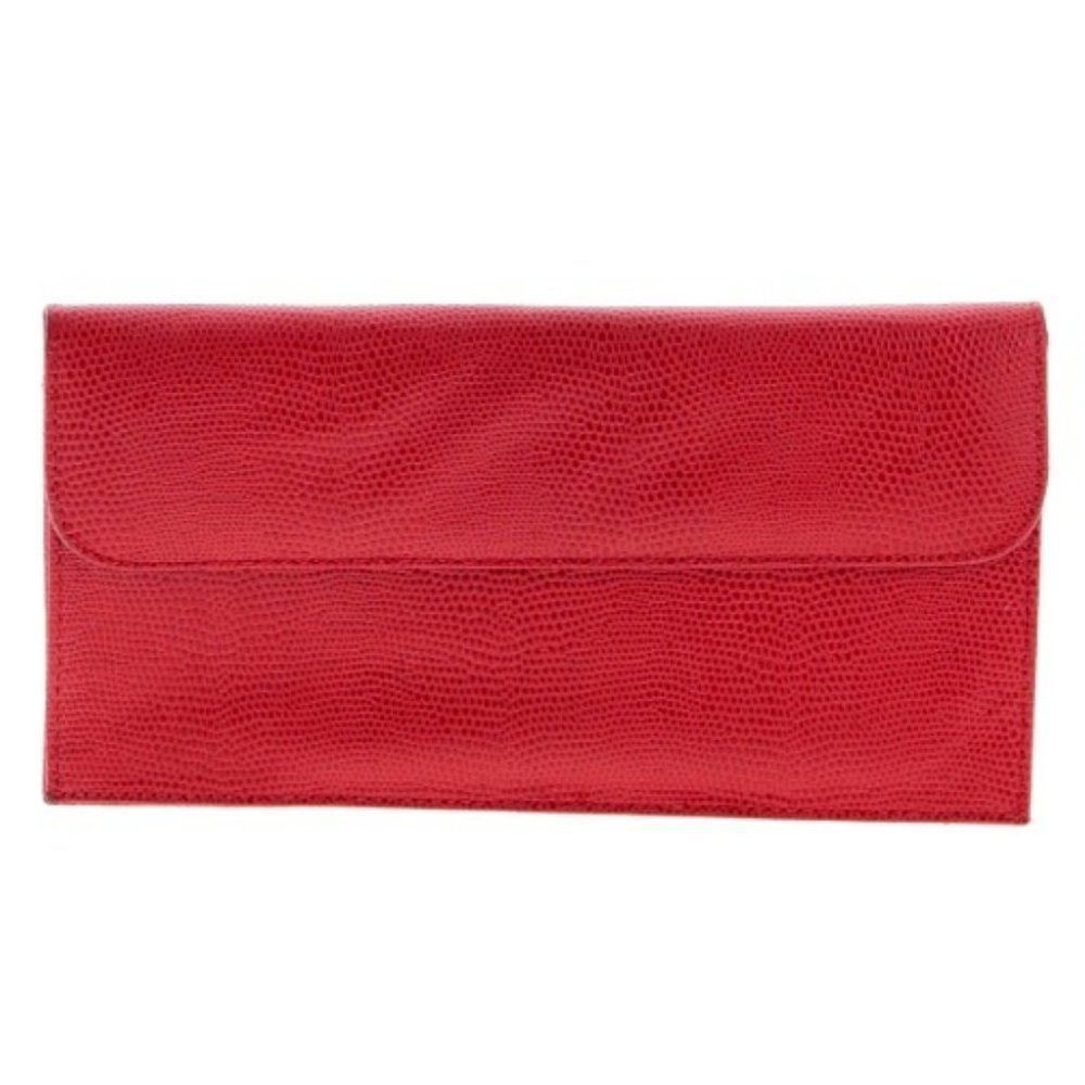 Solid Red Patterned Clutch With Card Holder - image 1